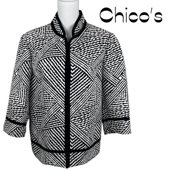 Chico’s Black & White Textured OfficeCore Career Jacket NWOT Size 16 - Picture 2 of 13